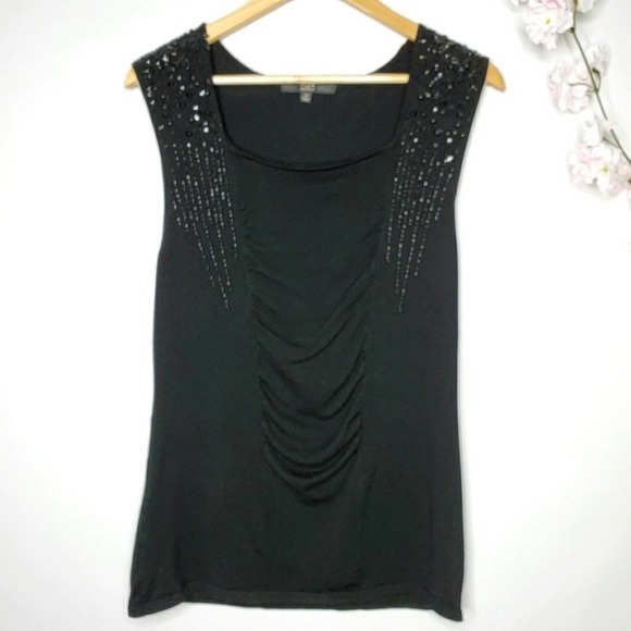 Alex Marie Beaded Sleeveless Top Black Size M - Picture 8 of 8